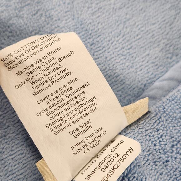 Pottery Barn Kids Baby Hooded Shark Wrap Bath Towel 100% Cotton Soft Terry Blue - Picture 4 of 4